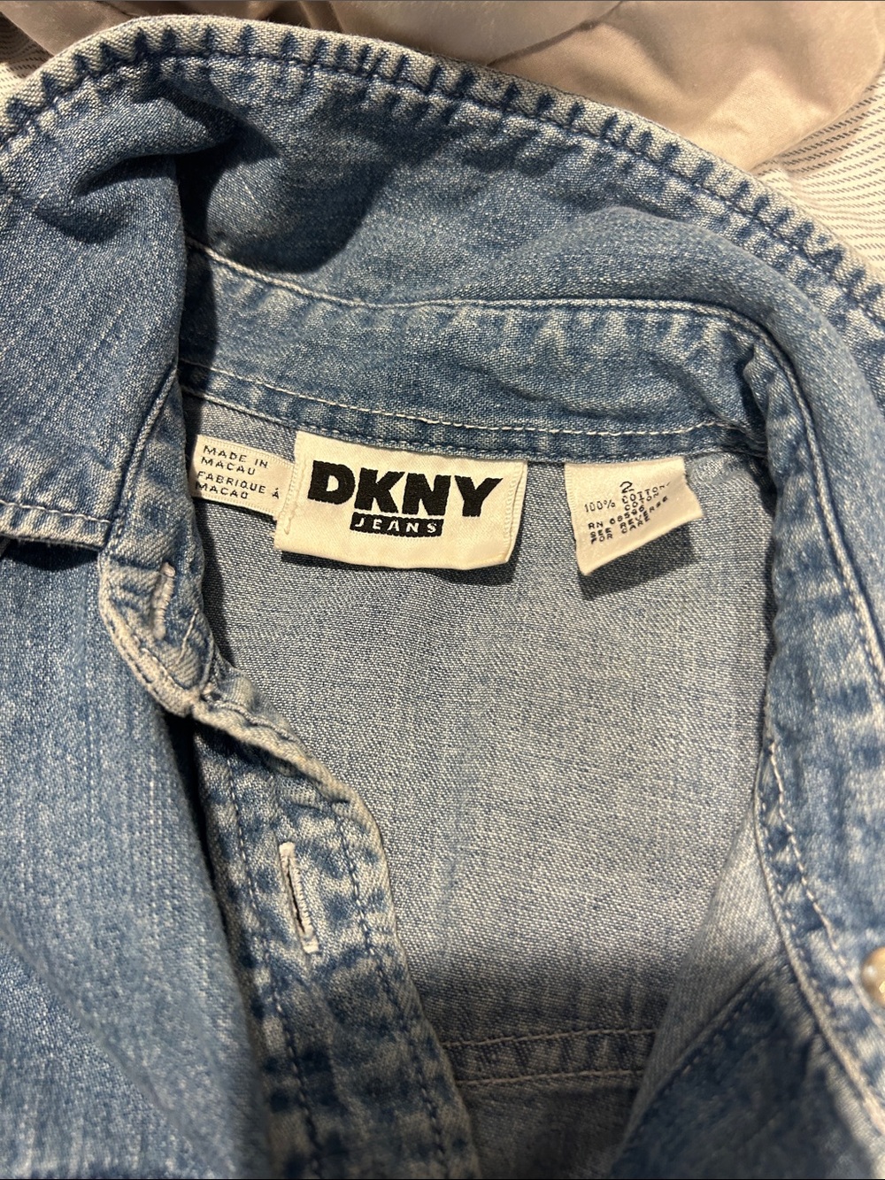 DKNY Light Blue Denim Button-Up Shirt